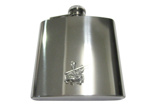 Silver Toned Jousting Knight 6oz Flask