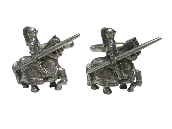 Silver Toned Jousting Knight Cufflinks