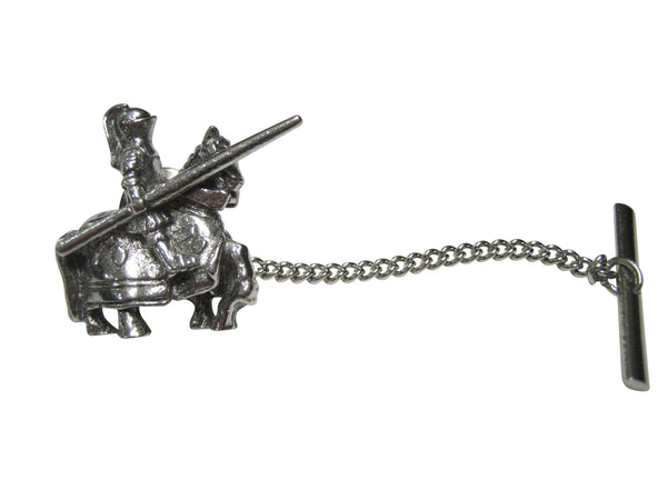 Silver Toned Jousting Knight Tie Tack