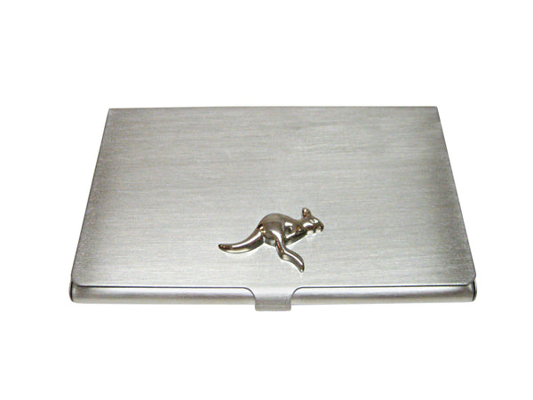 Silver Toned Kangaroo Matte Business Card Holder