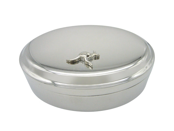 Silver Toned Kangaroo Pendant Oval Trinket Jewelry Box