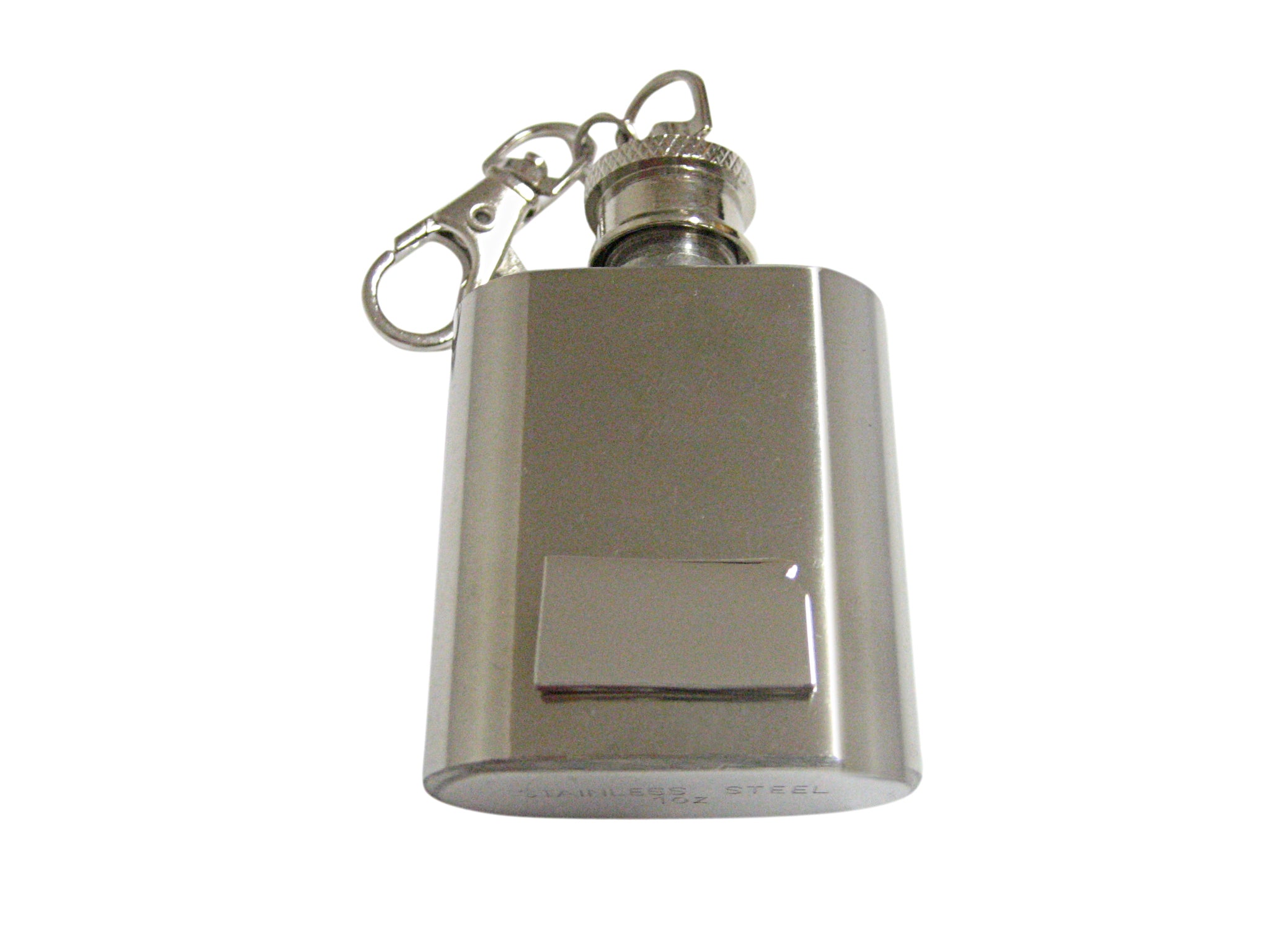 Silver Toned Kansas State Map Shape 1oz Keychain Flask