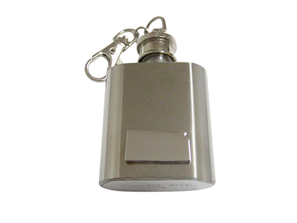 Silver Toned Kansas State Map Shape 1 Oz. Stainless Steel Key Chain Flask