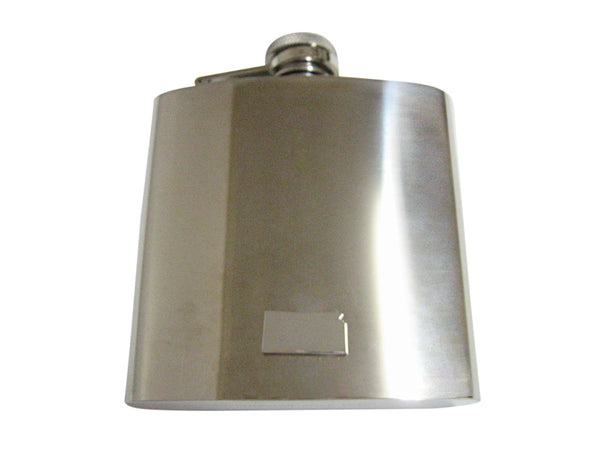 Silver Toned Kansas State Map Shape 6 Oz. Stainless Steel Flask