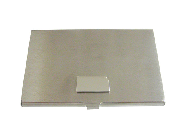 Silver Toned Kansas State Map Shape Business Card Holder