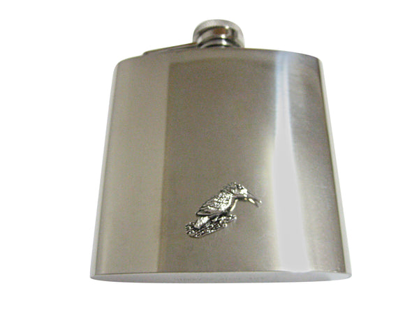 Silver Toned Kingfisher Bird 6 Oz. Stainless Steel Flask