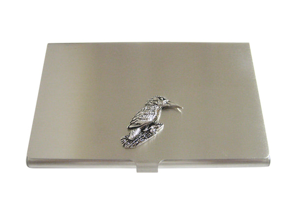 Silver Toned Kingfisher Bird Business Card Holder