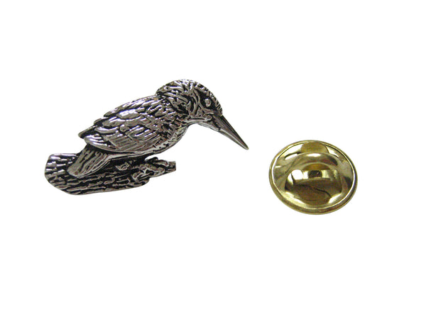 Silver Toned Kingfisher Bird Lapel Pin