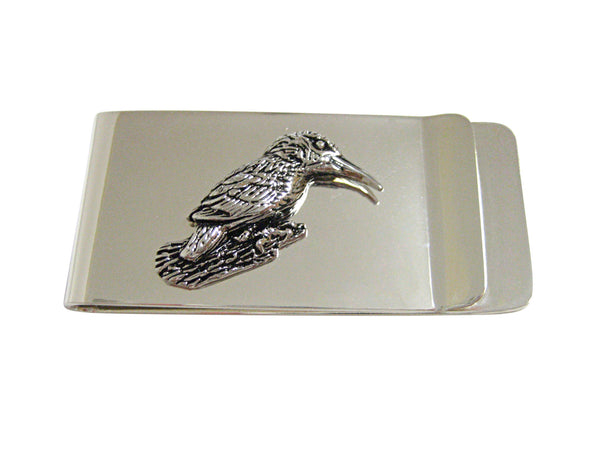 Silver Toned Kingfisher Bird Money Clip