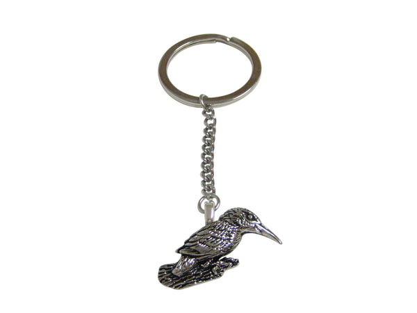 Silver Toned Kingfisher Bird Pendant Keychain