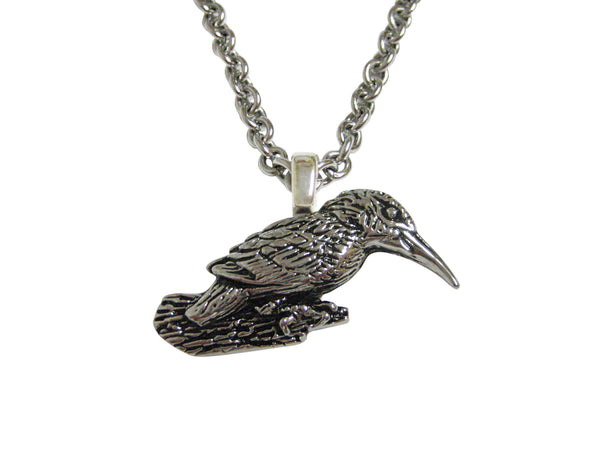 Silver Toned Kingfisher Bird Pendant Necklace