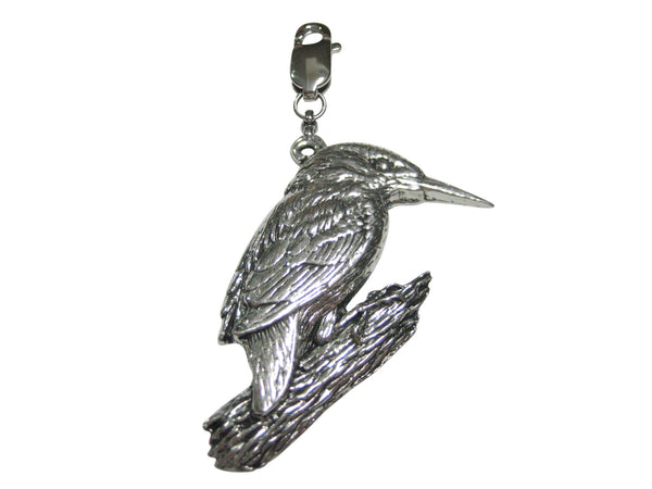 Silver Toned Kingfisher Bird Pendant Zipper Pull Charm