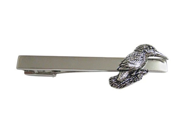 Silver Toned Kingfisher Bird Square Tie Clip