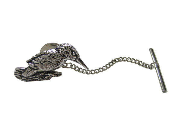 Silver Toned Kingfisher Bird Tie Tack