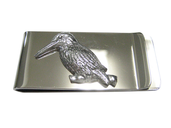 Silver Toned Kingfisher Bird on Branch Money Clip