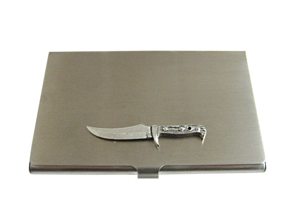 Silver Toned Knife Business Card Holder