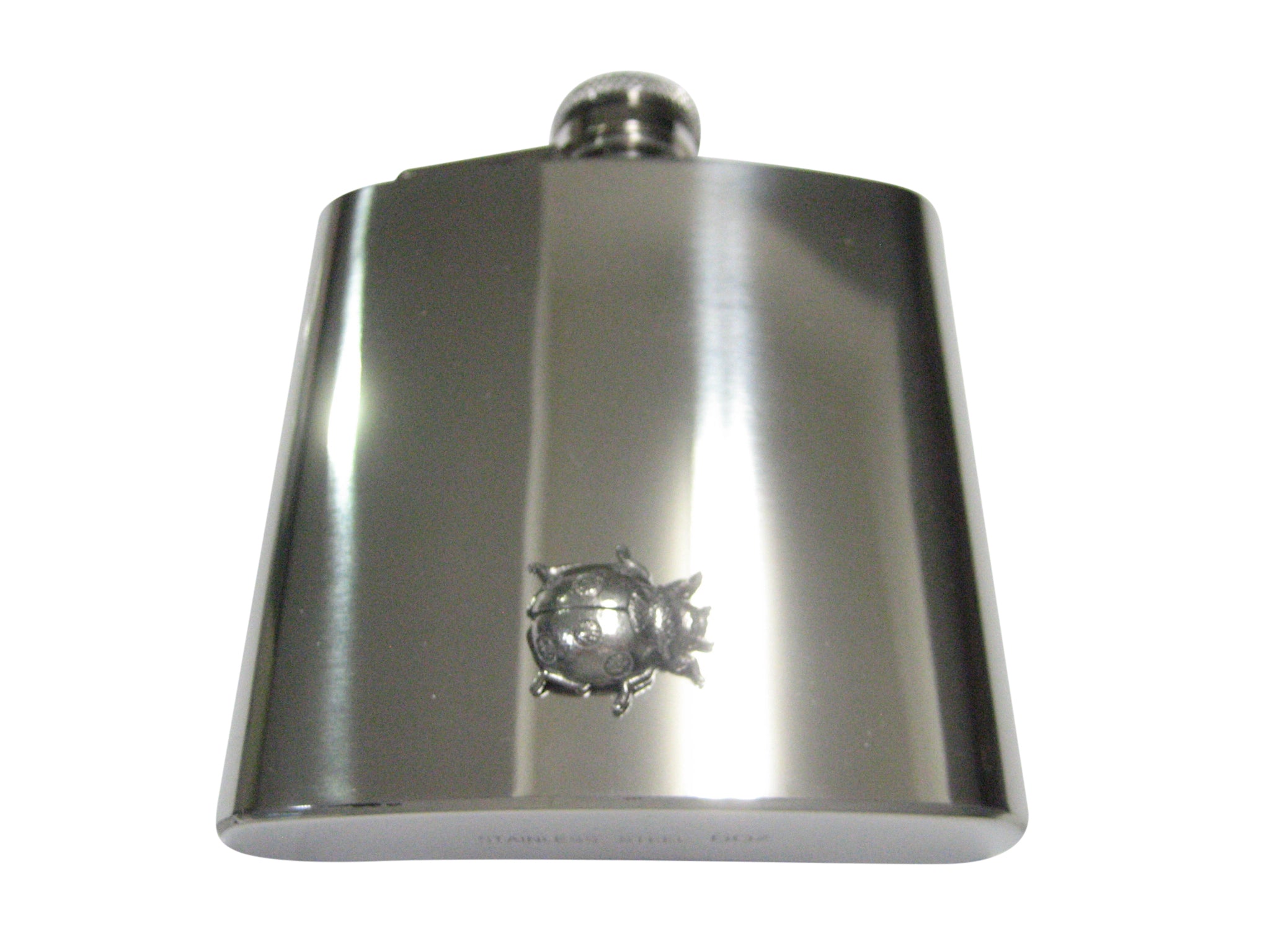 Silver Toned Ladybug Bug Insect 6oz Flask