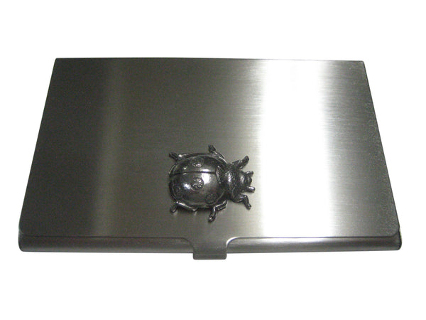 Silver Toned Ladybug Bug Insect Business Card Holder