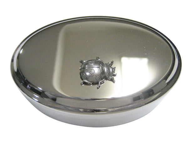 Silver Toned Ladybug Bug Insect Oval Trinket Jewelry Box