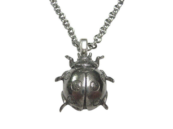 Silver Toned Ladybug Bug Insect Pendant Necklace