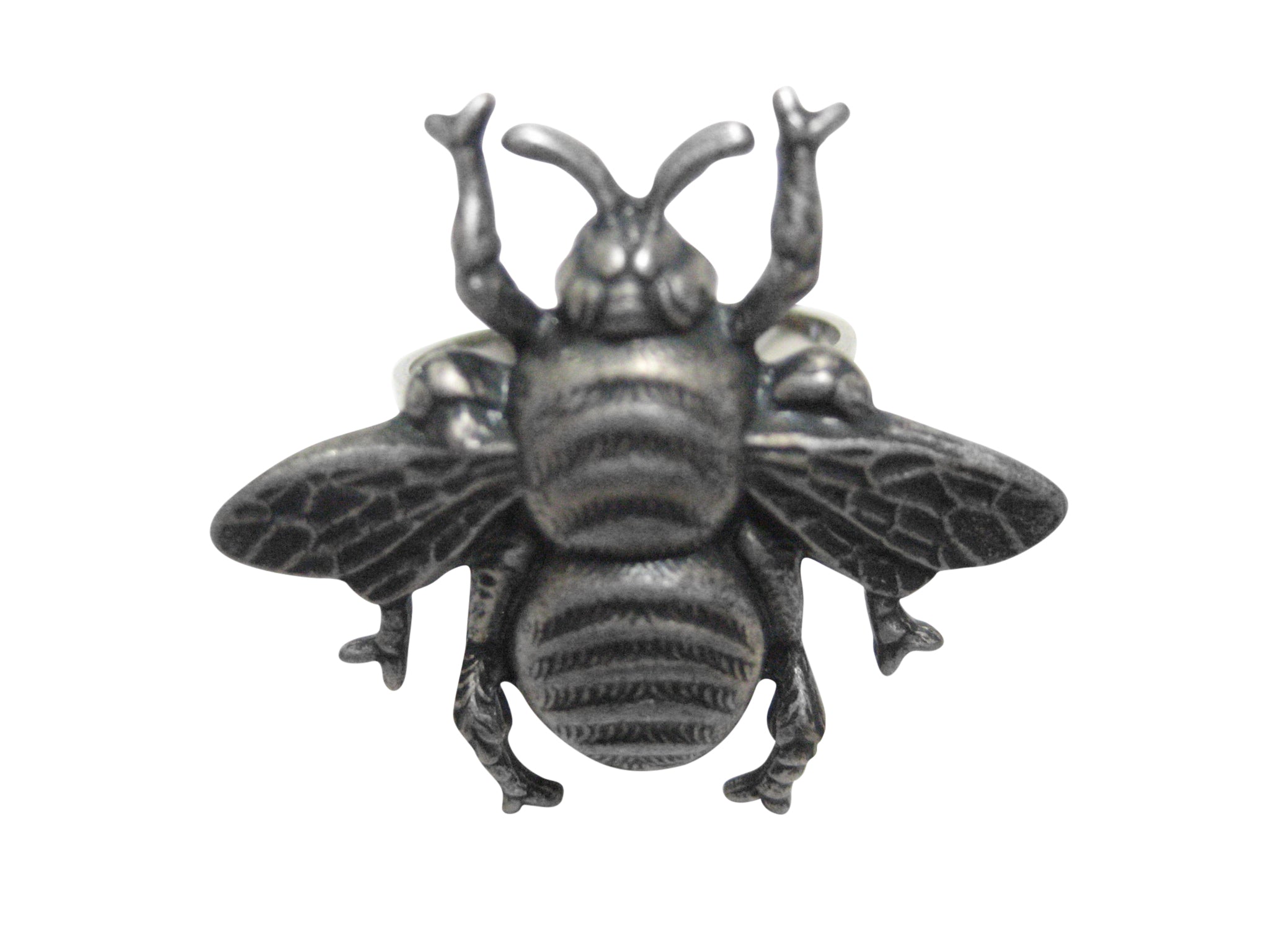 Silver Toned Large Bee Bug Insect Adjustable Size Fashion Ring