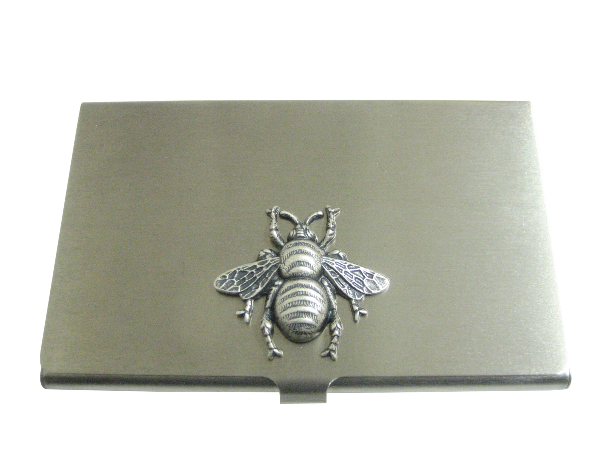 Silver Toned Large Bee Bug Insect Pendant Business Card Holder