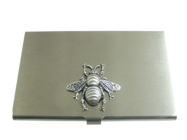 Silver Toned Large Bee Bug Insect Pendant Business Card Holder