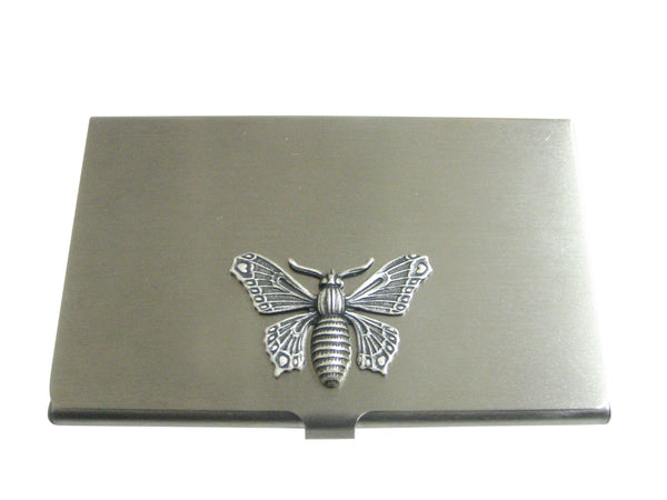 Silver Toned Large Butterfly Bug Insect Pendant Business Card Holder