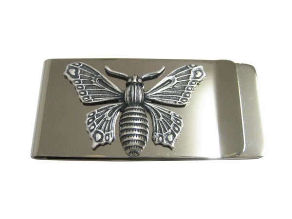 Silver Toned Large Butterfly Bug Insect Pendant Money Clip