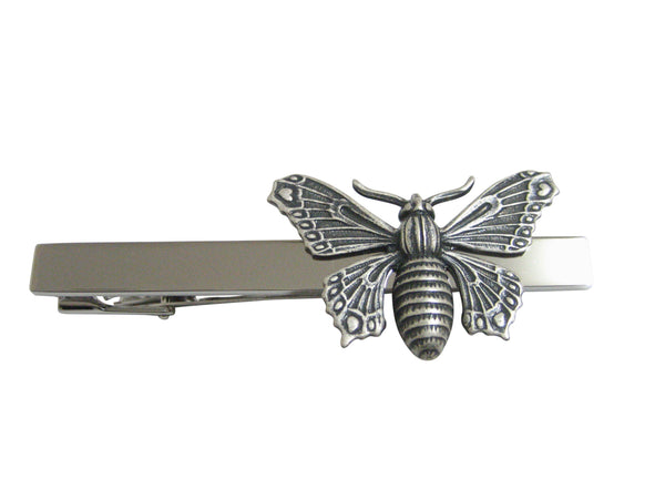 Silver Toned Large Butterfly Bug Insect Pendant Square Tie Clip
