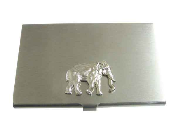 Silver Toned Large Elephant Pendant Business Card Holder