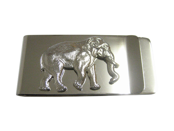 Silver Toned Large Elephant Pendant Money Clip