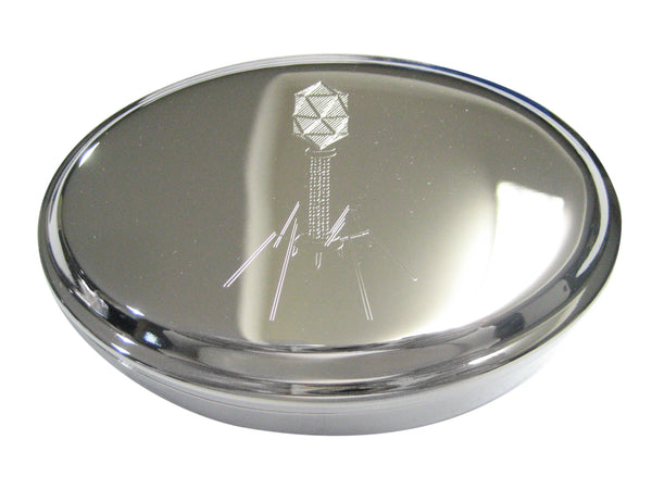 Silver Toned Large Etched Complex Virus Oval Trinket Jewelry Box