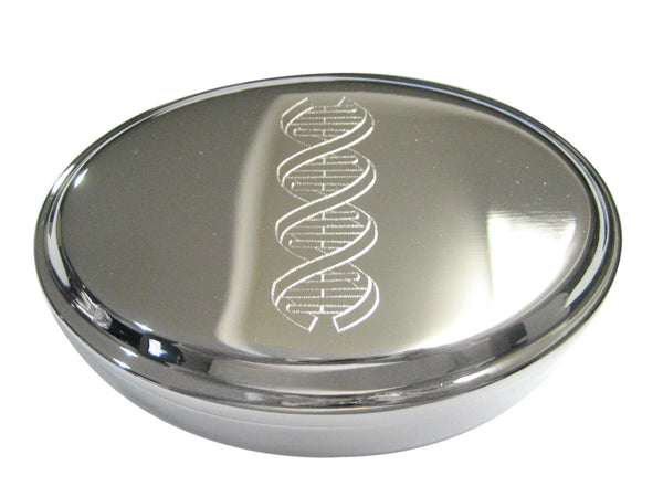 Silver Toned Large Etched DNA Deoxyribonucleic Acid Molecule Oval Trinket Jewelry Box
