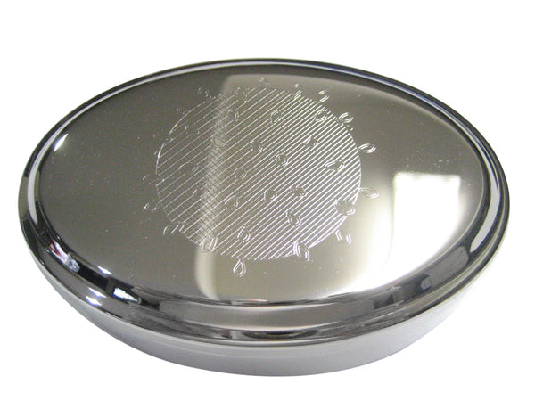 Silver Toned Large Etched Enveloped Virus Oval Trinket Jewelry Box