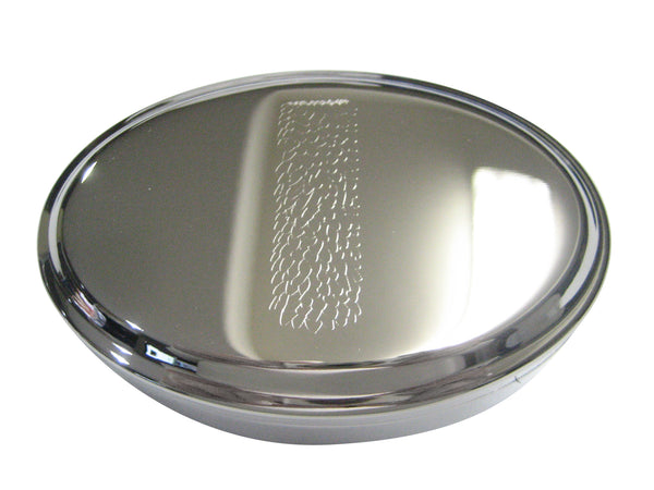 Silver Toned Large Etched Helical Virus Oval Trinket Jewelry Box