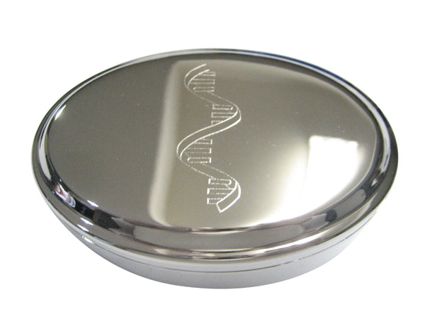 Silver Toned Large Etched RNA Ribonucleic Acid Molecule Oval Trinket Jewelry Box