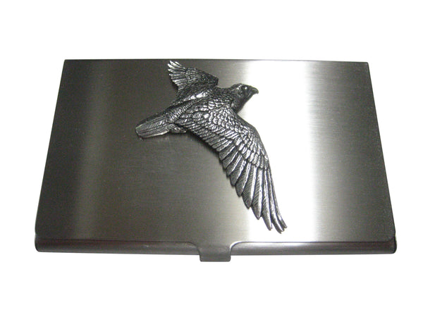 Silver Toned Large Falcon Bird Business Card Holder