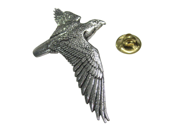 Silver Toned Large Falcon Bird Lapel Pin