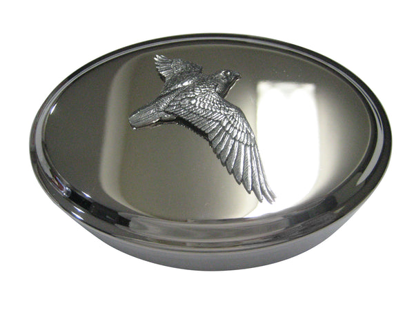 Silver Toned Large Falcon Bird Oval Trinket Jewelry Box