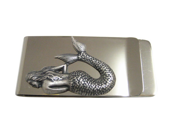 Silver Toned Large Mermaid Pendant Money Clip