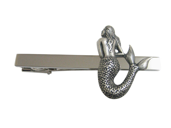 Silver Toned Large Mermaid Pendant Square Tie Clip