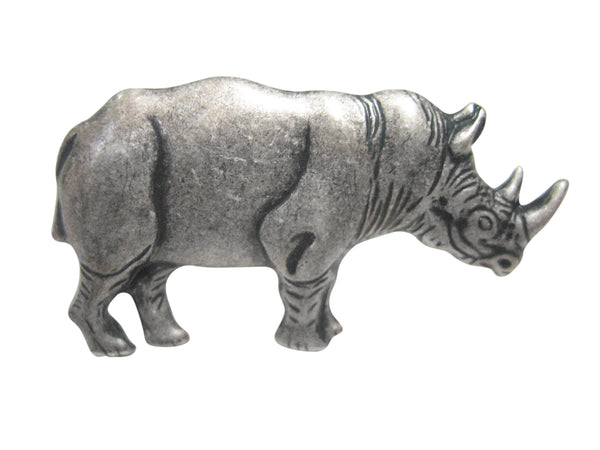 Silver Toned Large Rhino Adjustable Size Fashion Ring