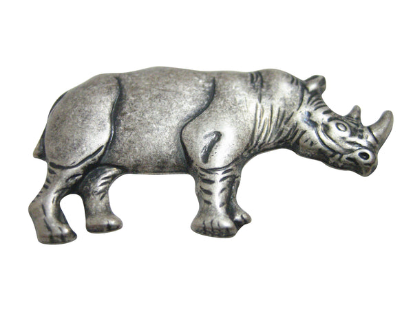 Silver Toned Large Rhino Pendant Magnet