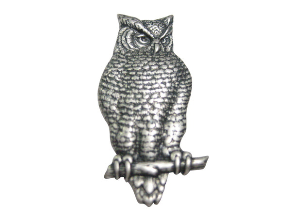 Silver Toned Large Textured Owl Magnet