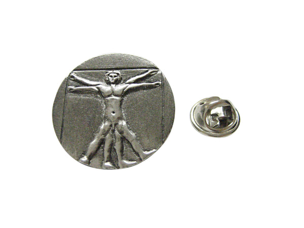 Silver Toned Leonardo Da Vinci Vitruvian Man Lapel Pin