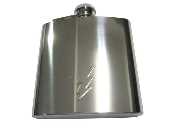 Silver Toned Lightning Bolt 6oz Flask