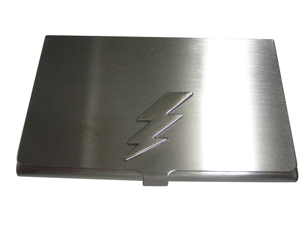 Silver Toned Lightning Bolt Business Card Holder