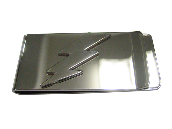 Silver Toned Lightning Bolt Money Clip