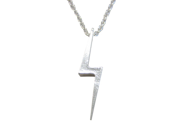 Silver Toned Lightning Bolt Pendant Necklace